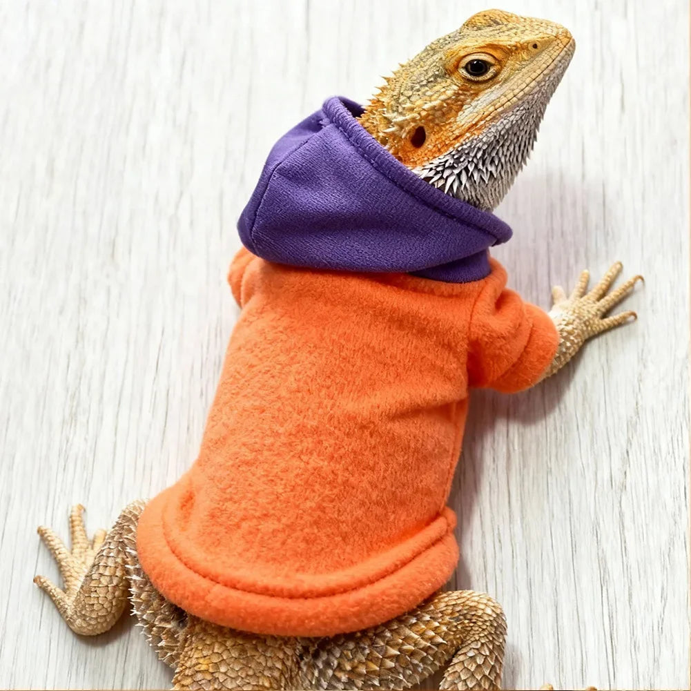 Warm Pet Sweater Hoodie Coat Apparel For Bearded Dragons Lizards Reptiles Chameleons Geckos Hamster Small Animals Photo Prop HIP Orange