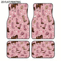 4-Pc Western Cowgirl Car Floor Mats – Pink Cow Print Car Floor Mats HIP 1