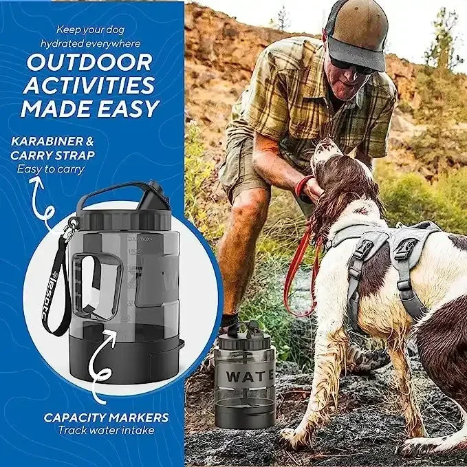 2.2L Portable Dog Water Bottle & Travel Bowl – BPA-Free 77oz Dog Travel Water Bottle HIP