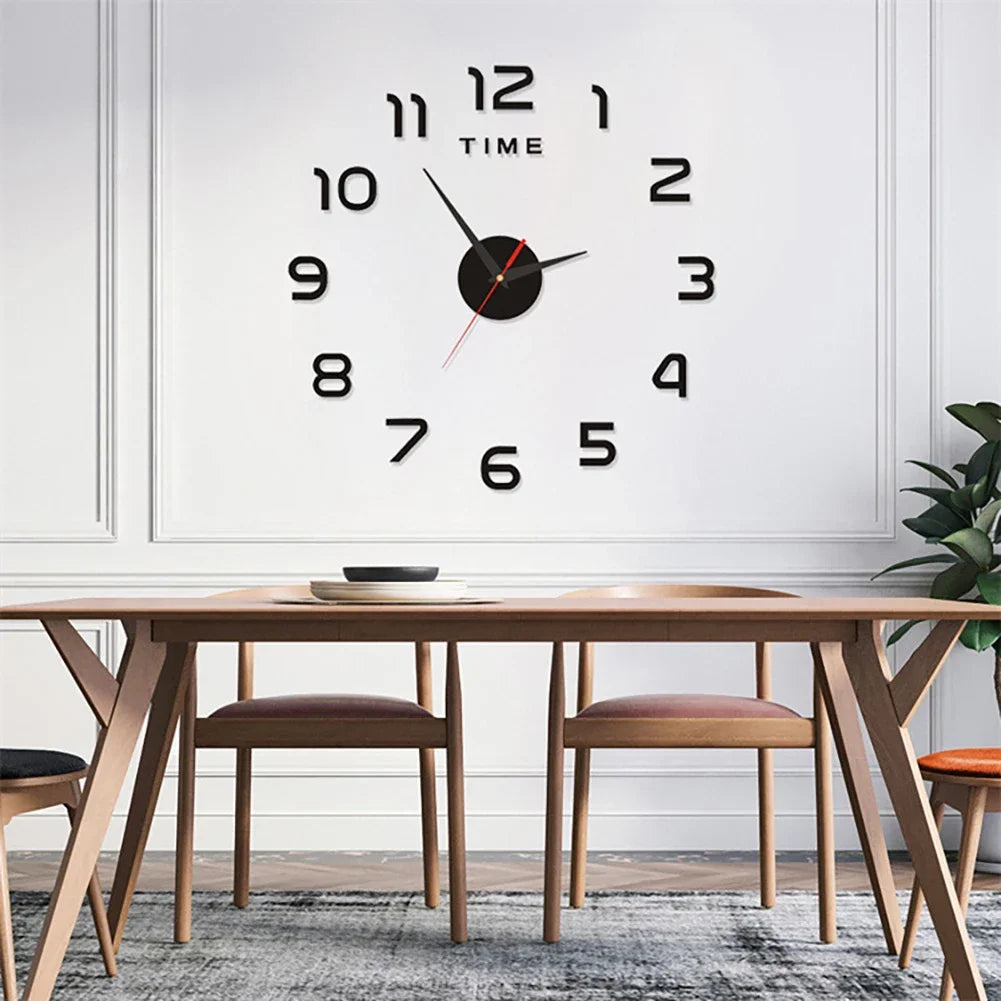 Large DIY Acrylic Wall Clock 40cm/90cm 3D Silent Frameless Wall Sticker Home Decor Gift For Living Room Bedroom Kitchen Office HIP