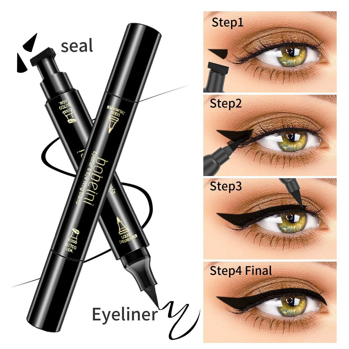 Double-Ended Stamp Eyeliner Pen – Waterproof Wing Liner Liquid Eyeliner Pen HIP