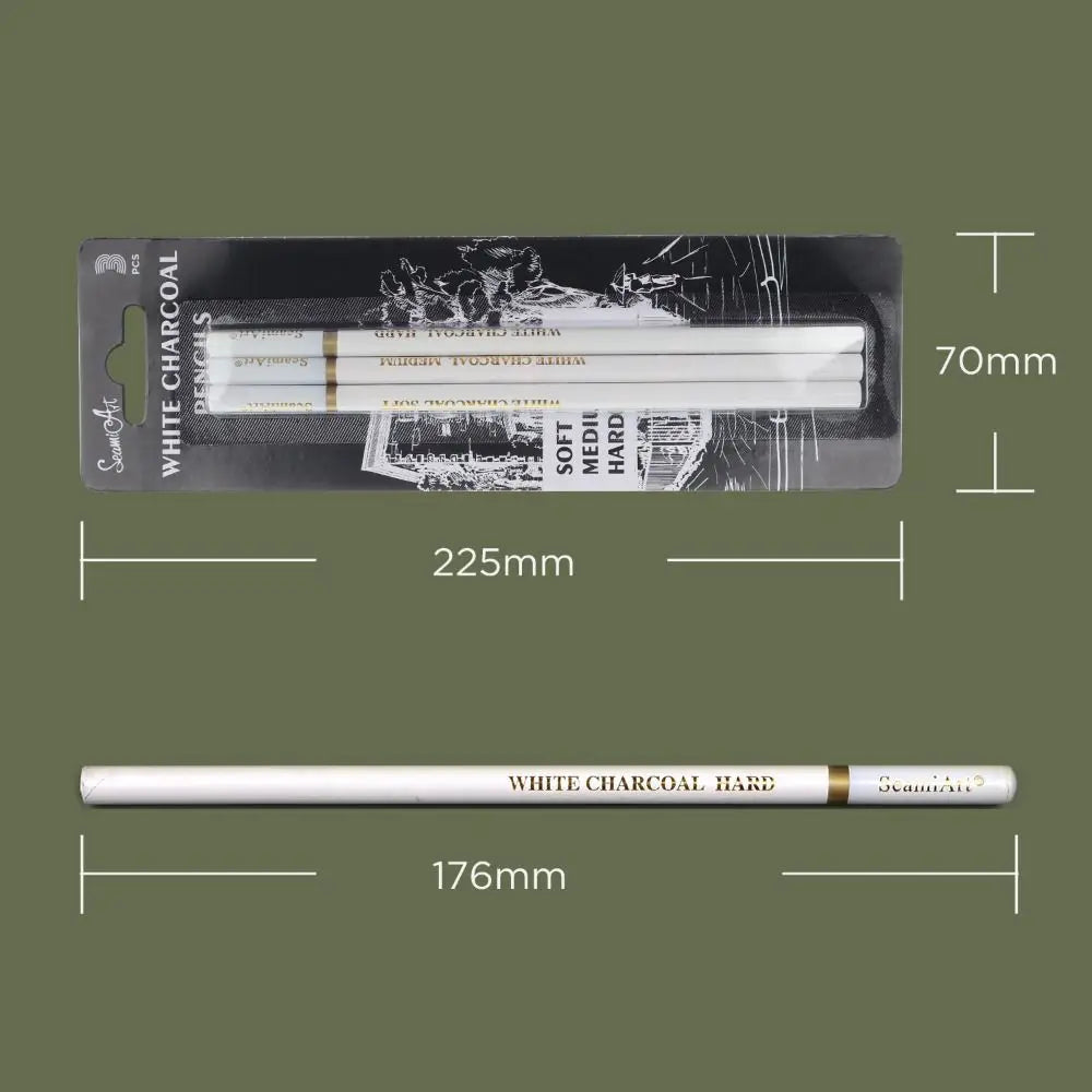 3-Piece White Charcoal Sketch Pencils – Art Drawing Set Art Charcoal Pencil Set HIP