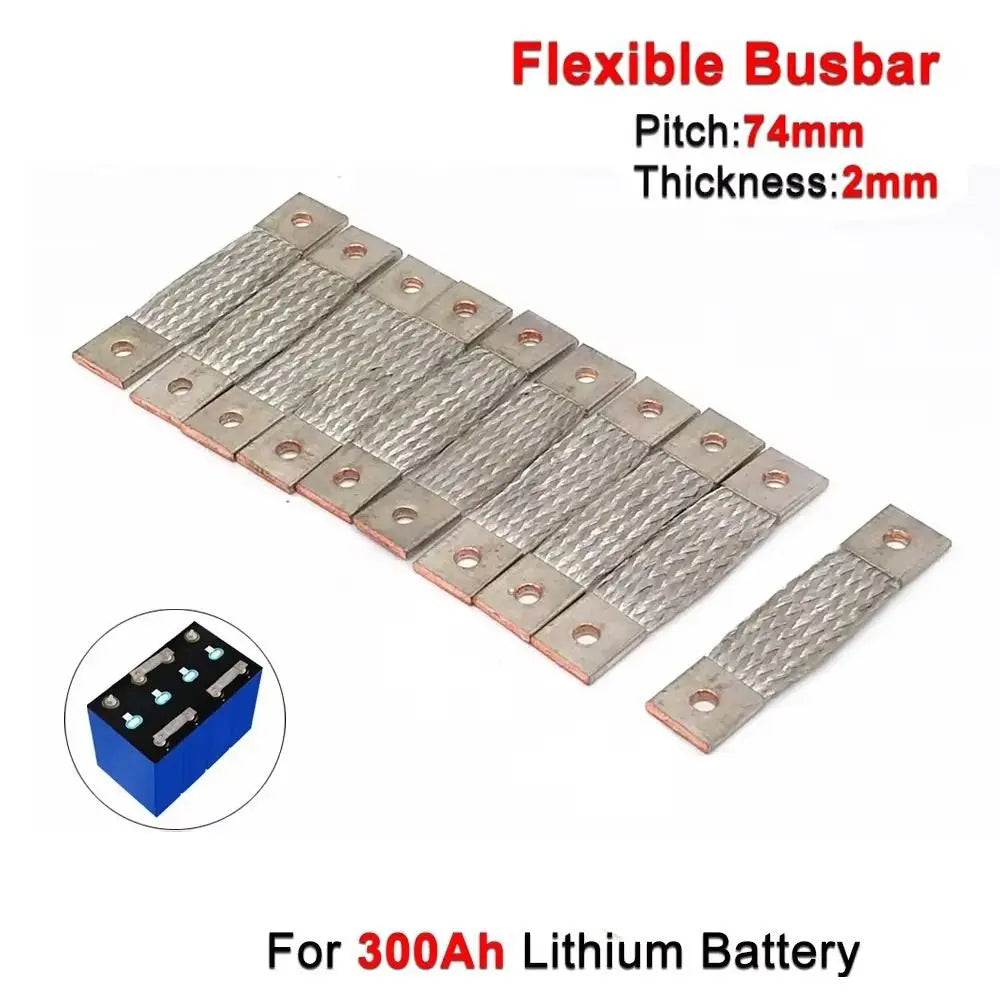 300Ah LiFePO4 Copper Busbar Connector – 74mm Pitch, 400A Battery Busbar Connector HIP