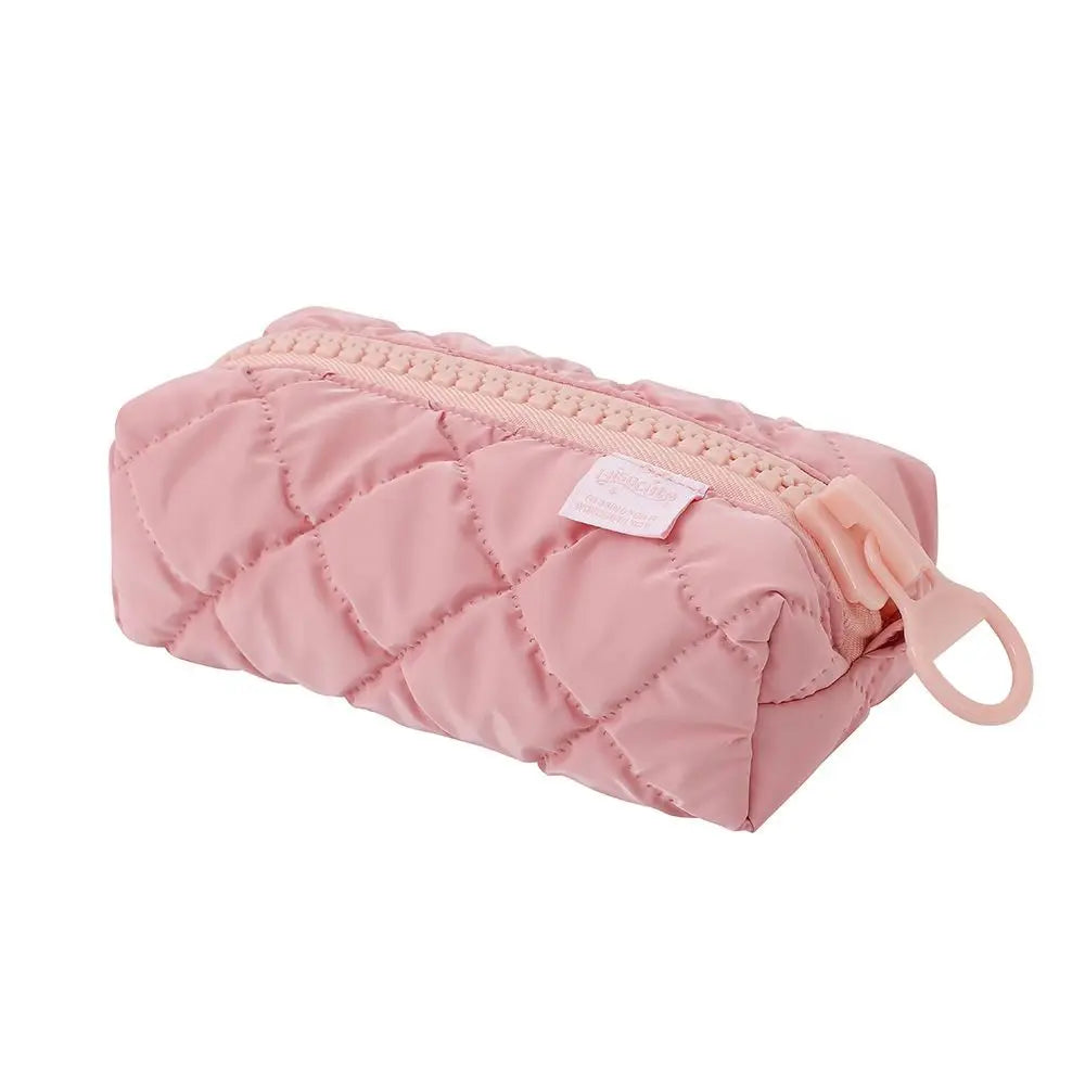 Candy Color Large Zipper Pencil Bag – Polyester Cosmetic Case Zipper Pencil Case HIP Pink