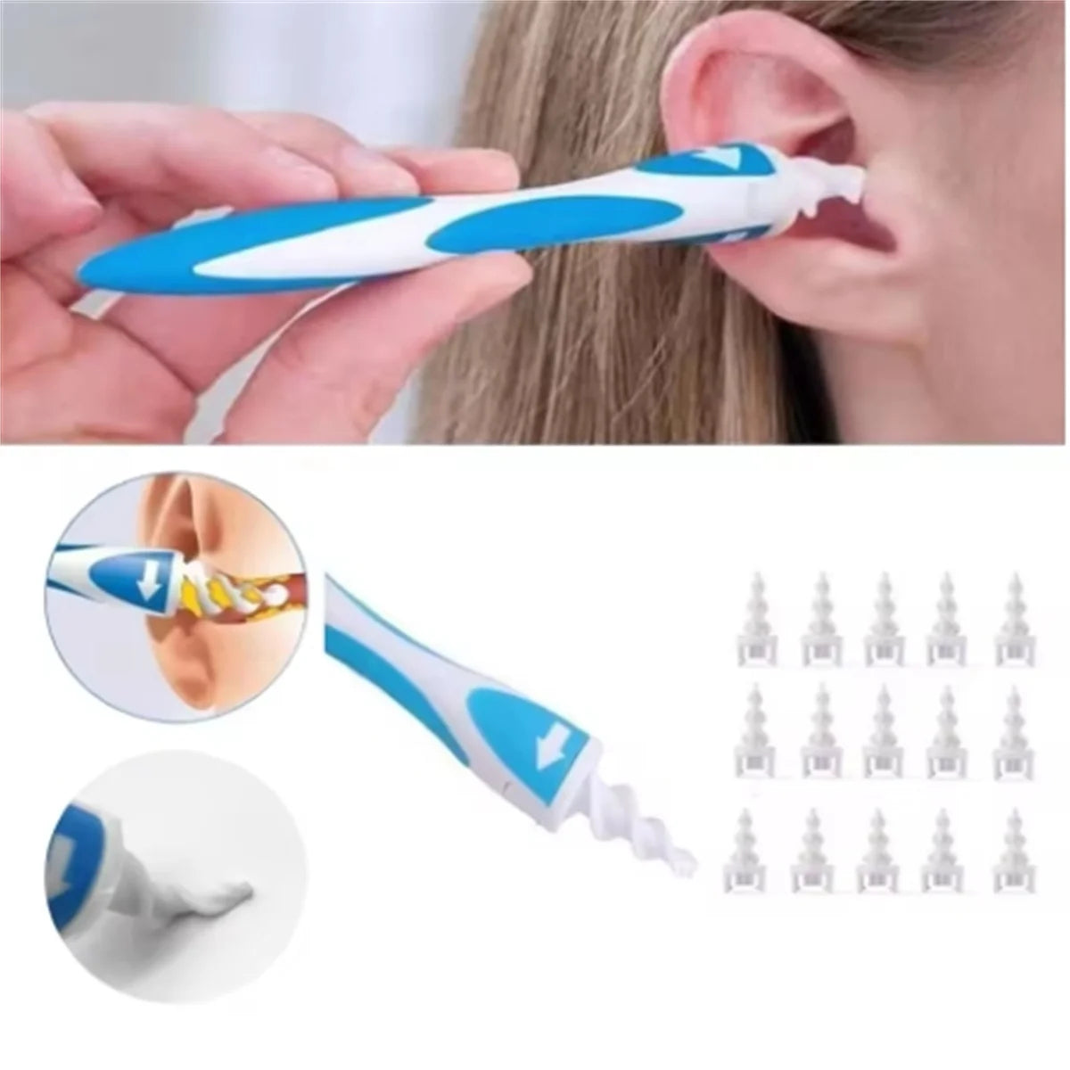 Spiral Ear Wax Removal Tool – 16 Soft Silicone Heads | RUZOFO Ear Wax Removal Tool HIP