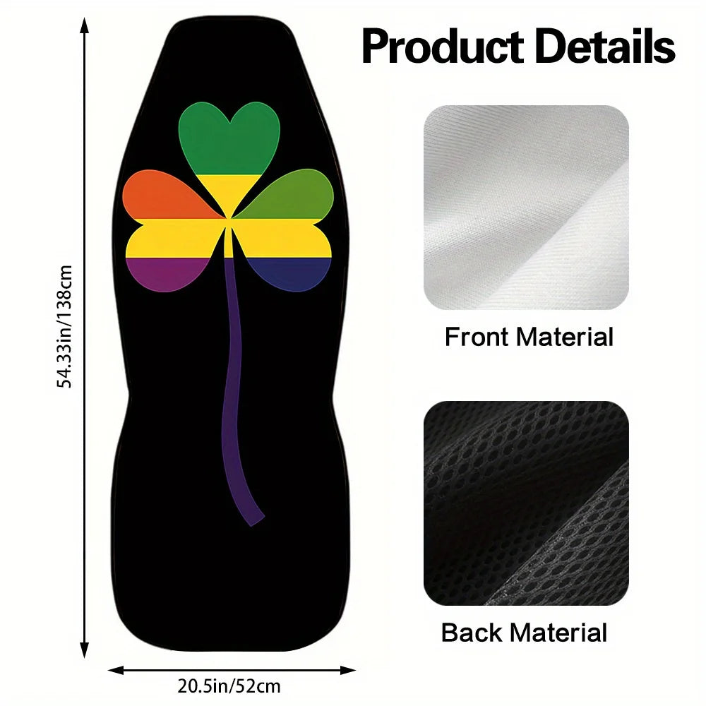 2-Piece Pride Rainbow Shamrock Car Seat Covers | All Seasons Car Seat Covers HIP