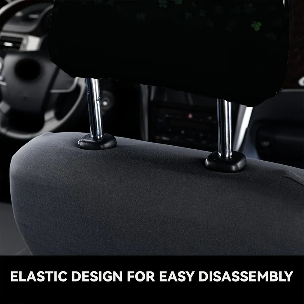 2-Pack Green Shamrock Car Headrest Covers – Universal Fit Car Headrest Covers HIP