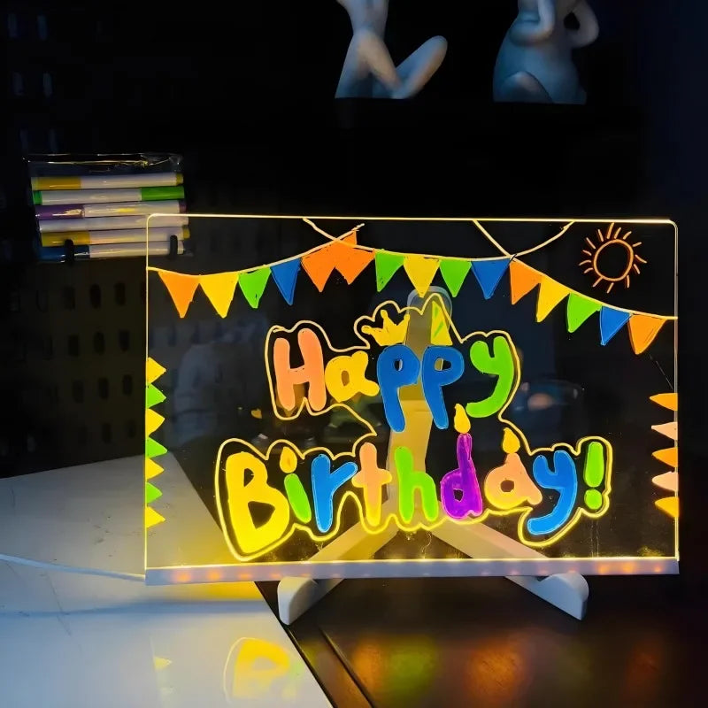 LED Acrylic Message Board Night Light – Kids Drawing Gift LED Message Board Light HIP