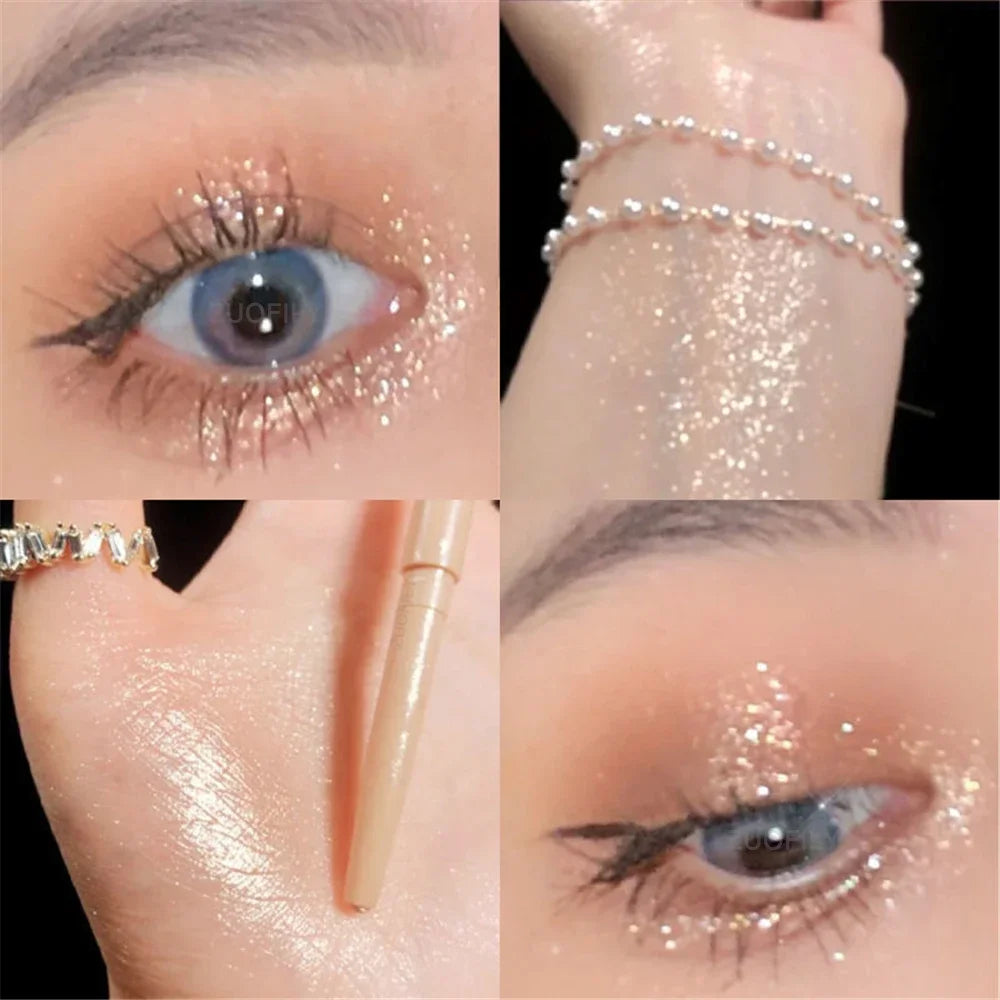 Glitter Eyeshadow Pen Pearlescent Matte Diamond Eyeliner Pen Waterproof Highlight Brighten Silkworm Makeup Pencil Shiny Eyelids HIP