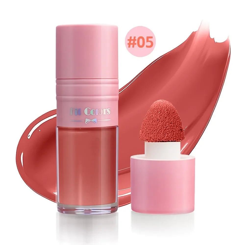 14 Colors Matte Liquid Blush Contour Highlighter Waterproof Long Lasting Sponge Brush Head High Pigment Blusher Brighten Bronzer HIP 05 Blush