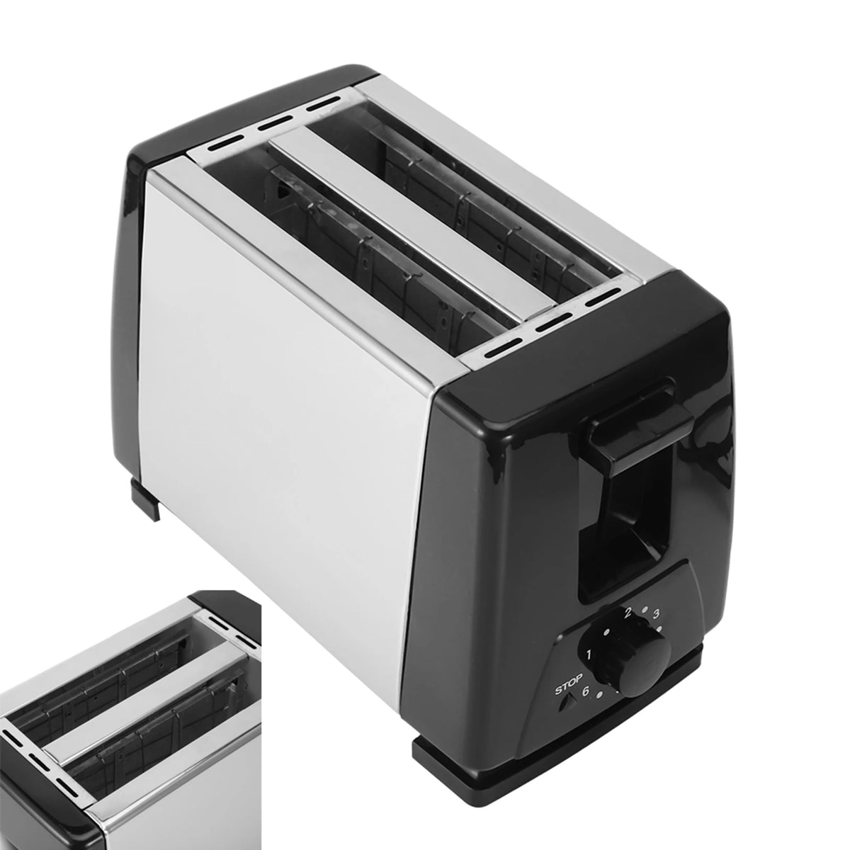 650-850W Bread Toasters 650‑850W 2 Bread Toasters 6 Gears Breakfast Cooking Machine Black Breakfast Cooking Machine HIP