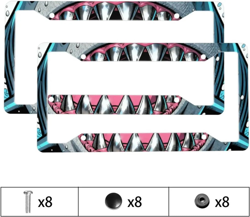 Shark Aluminum License Plate Frame 2-Pack – Universal Fit License Plate Frame HIP