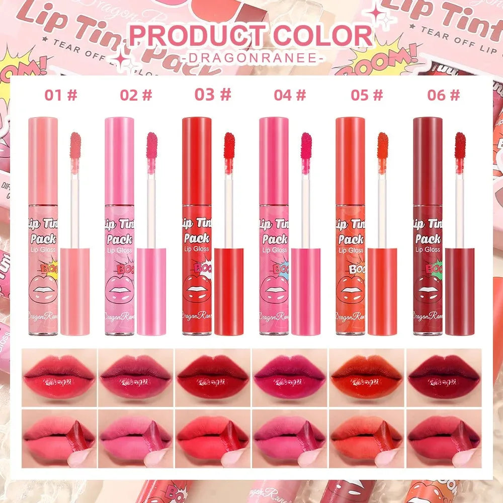 Dragon Ranee 6-Pc Tear-Off Lip Gloss Set – Matte & Waterproof Lip Gloss Set HIP