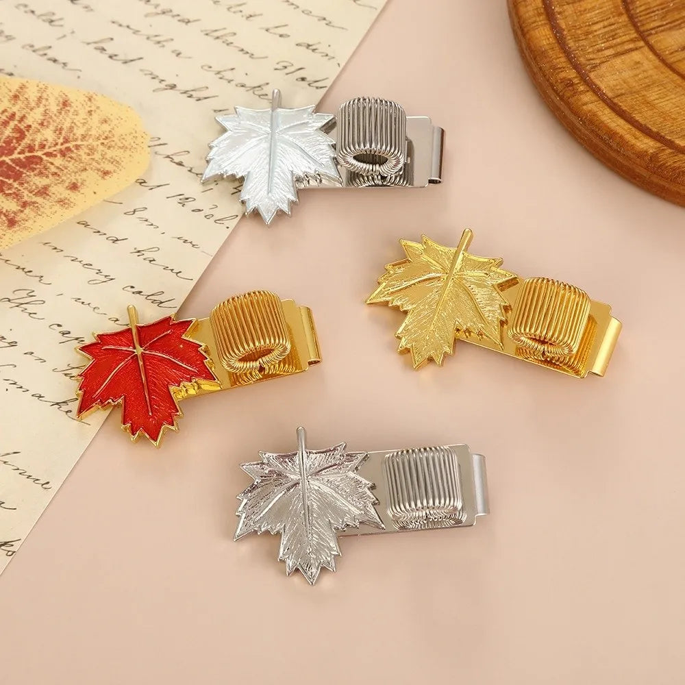 Maple Leaf Metal Pen Loop Holder Bookmark for Notebooks Pen Clip Bookmark HIP
