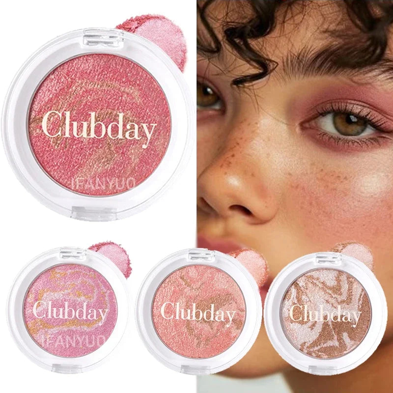 Marble Blush Palette Pearlescent Baked Brightening Blush Powder Cheek Tint Blusher Contour Highlighter Face Shadow Shimmer Rouge HIP