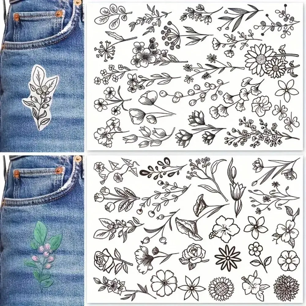 Water Soluble Floral Embroidery Paper Sheets – 2-Pack DIY Kit Embroidery Stabilizer HIP H-2PCS