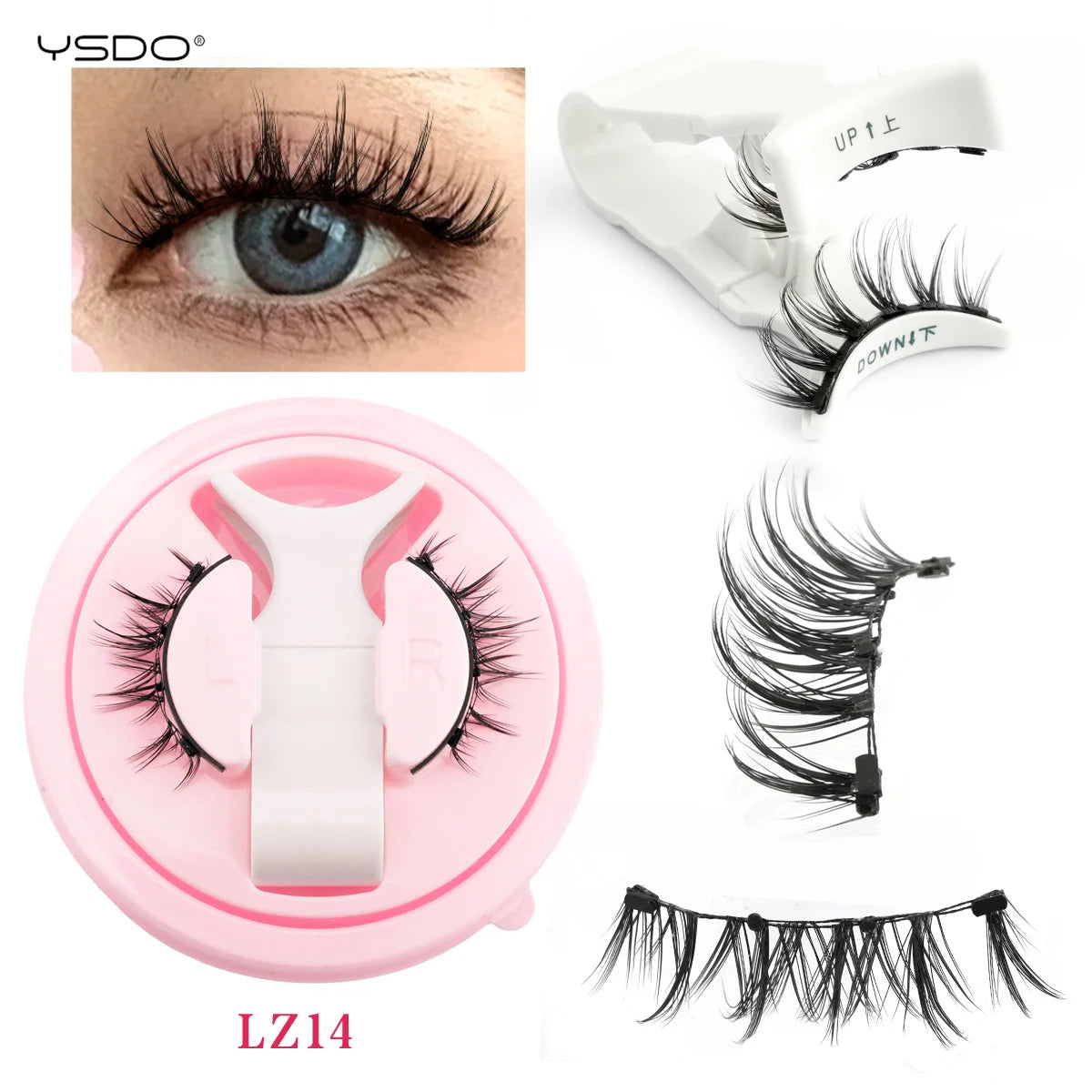 1 Pair 3D Magnetic Eyelashes Set with Reusable Lshes Tweezers Natural Soft False Lashes Eyelash Extension Tools Kit HIP LZ14