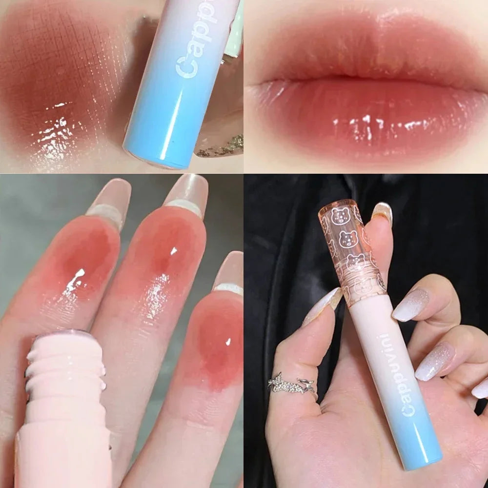Water Mirror Lip Glaze Lipstick Non-stick Cup Lasting Moisturizing Lipgloss Colorful Women Lip Oil Silky Lip Tint Makeup Tool HIP