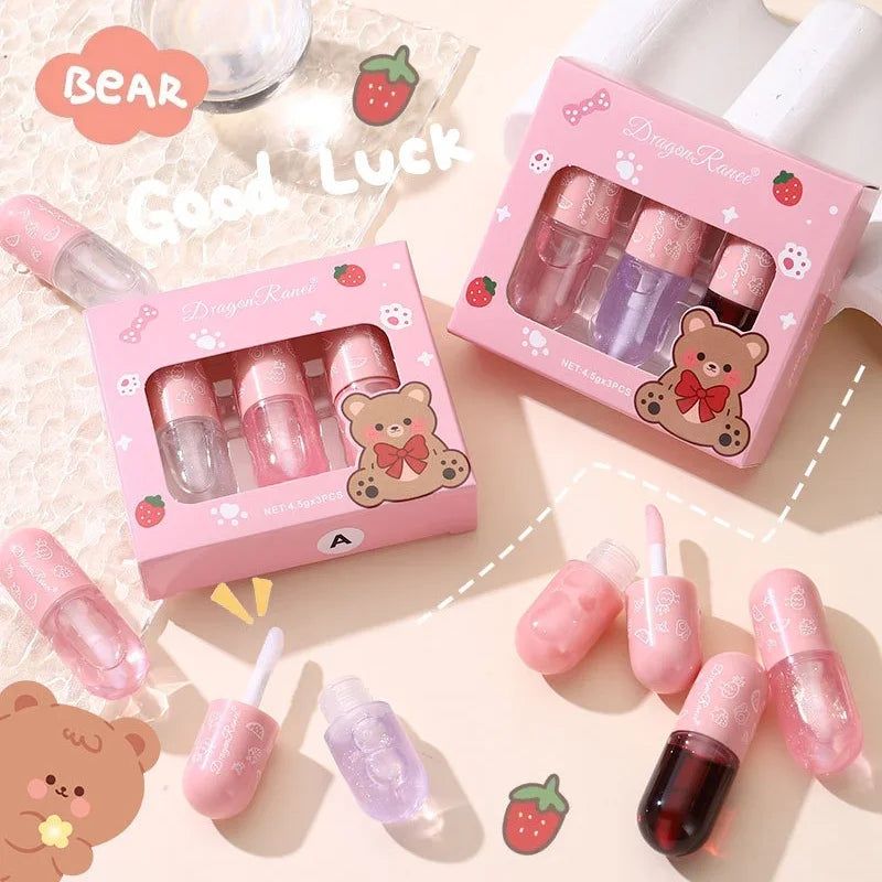Dragon Ranee Pearly Mirror Lip Gloss Set – 3-Piece Glaze Mirror Lip Gloss Set HIP