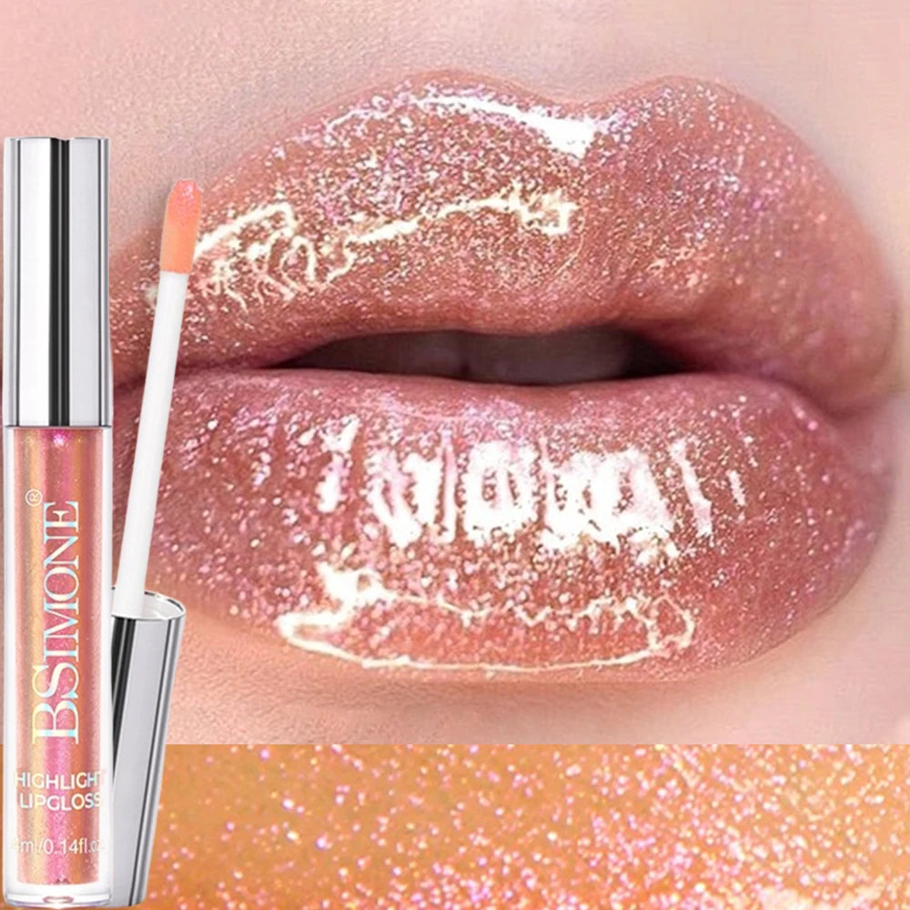 Glitter Lip Gloss Lipstick Lip Tint Moisturizing Hydrating Lasting Non-Stick Cup Waterproof Highlight Lip Glaze Plumper Makeup HIP 05