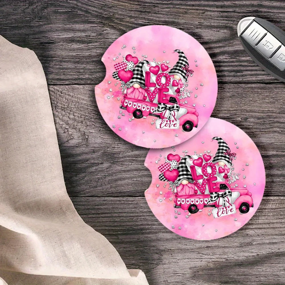 2-Piece Heart-Shaped Car Coasters – Waterproof & Heat-Resistant Car Cup Holder Coasters HIP