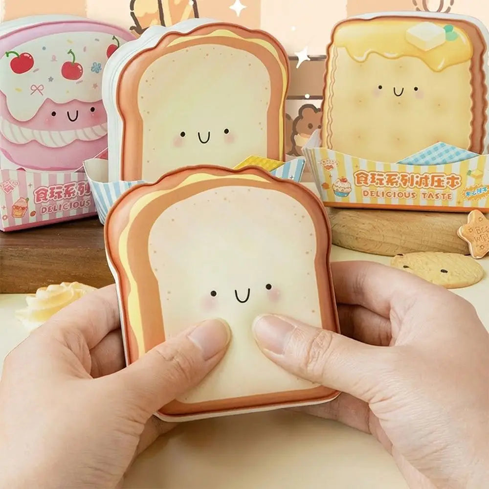Cartoon Toast Squeeze Toy Notebook – Mini PU Memo Pad Novelty Mini Notepad HIP
