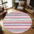 Retro Morandi Stripe Round Area Rug – Pastel Non-Slip Mat Round Area Rug HIP 2 40X40