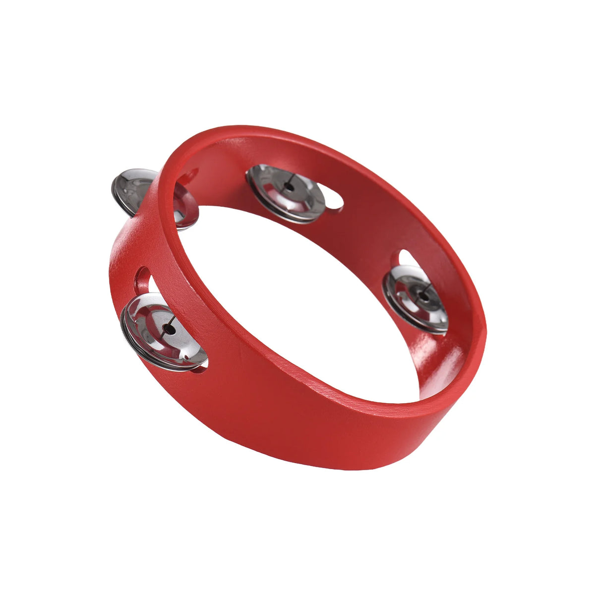8-inch Tambourine for Adults Pleasant Jingle Sound Red Hand Cranked Bell Rings Wooden Metal Bell Sound Percussion Instruments HIP 6 inch 4 bella