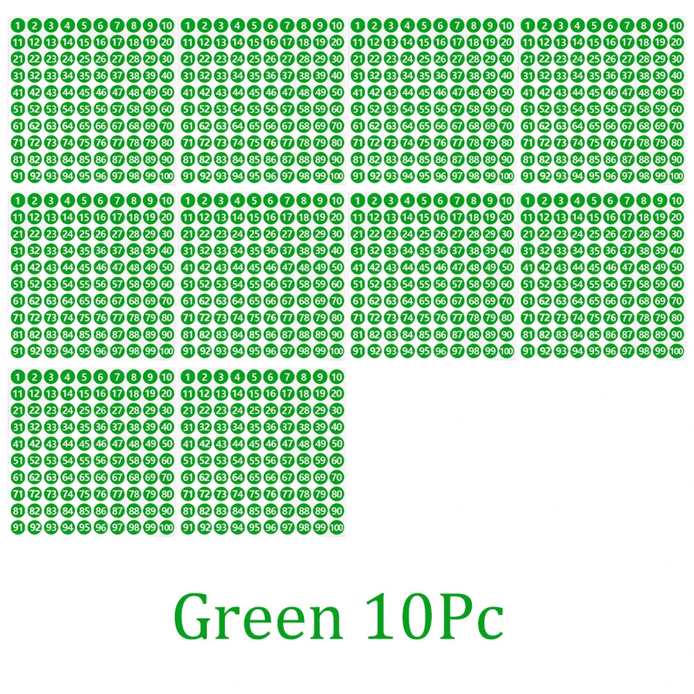 2/10Pcs Waterproof 7 Colors Number Sticker Label For Nail Polish Color Gel Varnish Marking Digital Label Sticker Manicure Tool HIP Green 10Pc