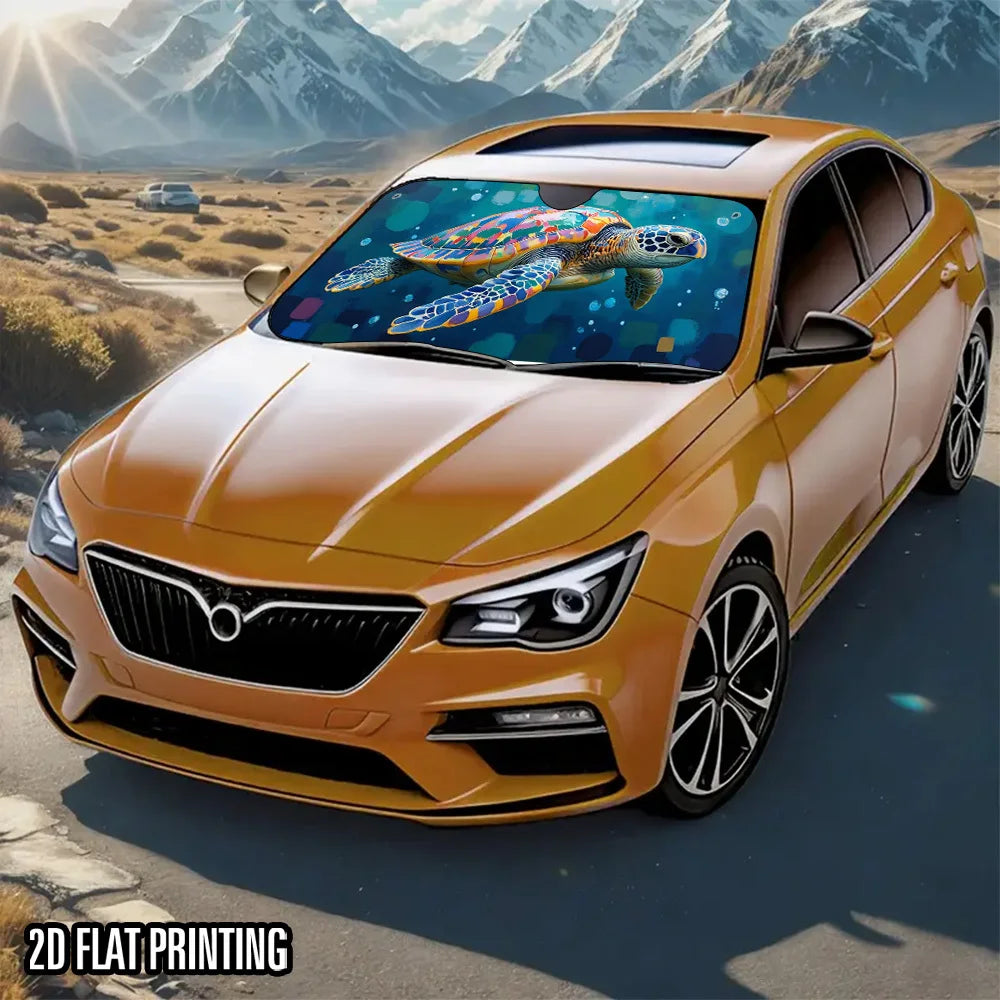 Turtle Dance Car Sunshade – Foldable 2D Print + Suction Cups Car Sunshade HIP