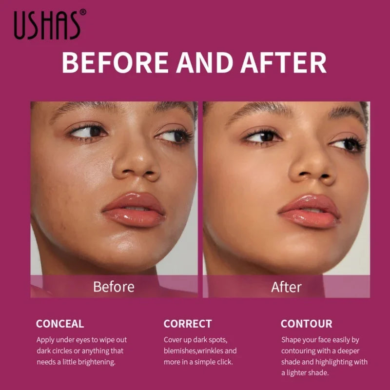 USHAS Sponge Tip Concealer – 12 Shades, Full Cover Waterproof Liquid Concealer HIP