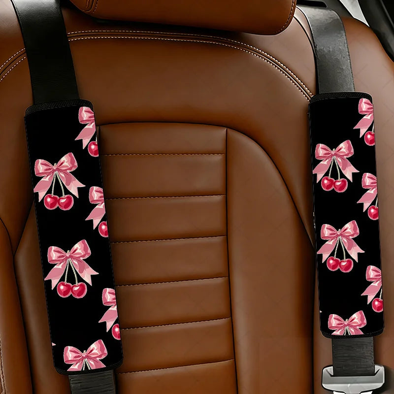 2-Pack Cherry Bow-Tie Car Seat Belt Covers – Cute & Comfy Seat Belt Cover HIP 1