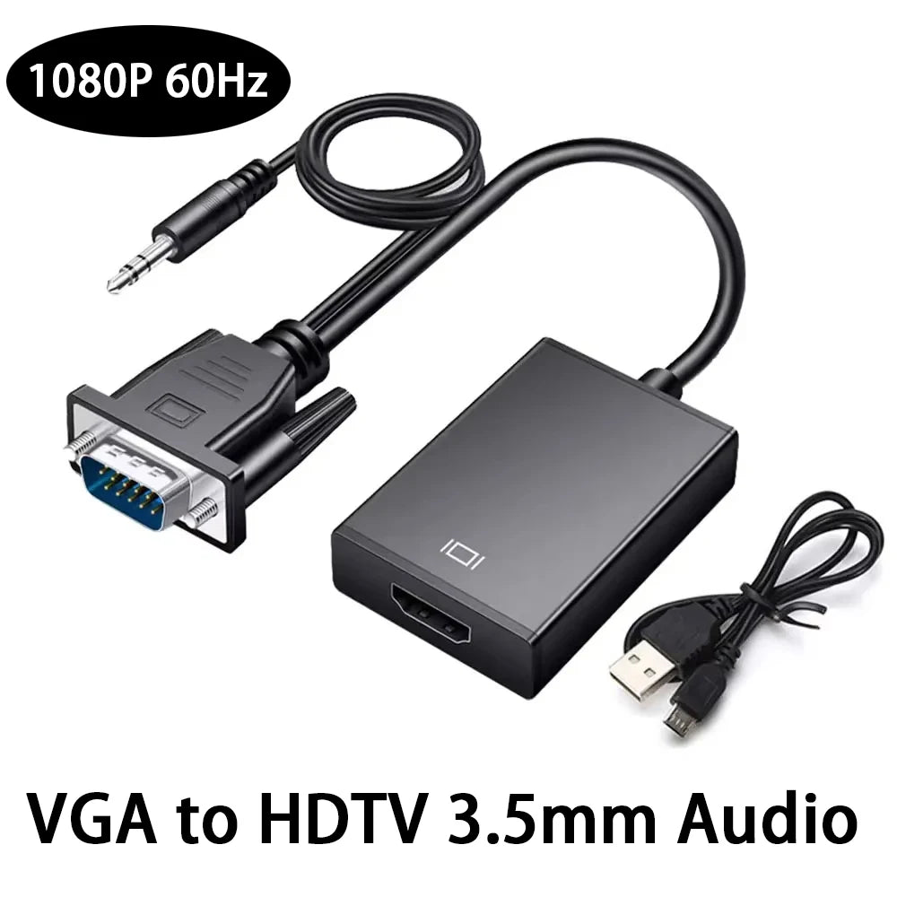 VGA to HDMI Adapter 1080P Full HD with 3.5mm Audio Output VGA to HDMI Adapter HIP black