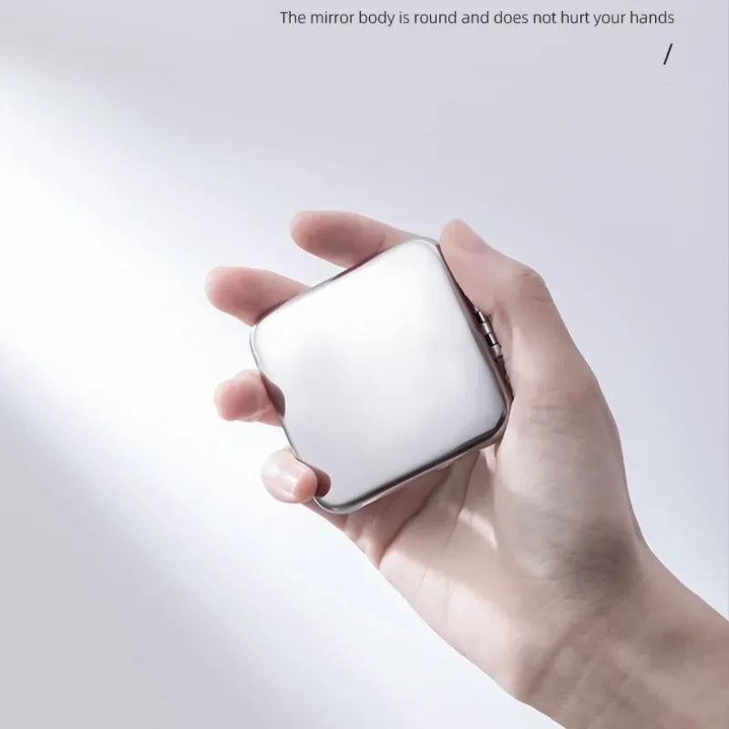 Foldable Double-Sided Pocket Mirror – Stainless Steel Travel Compact Makeup Mirror HIP
