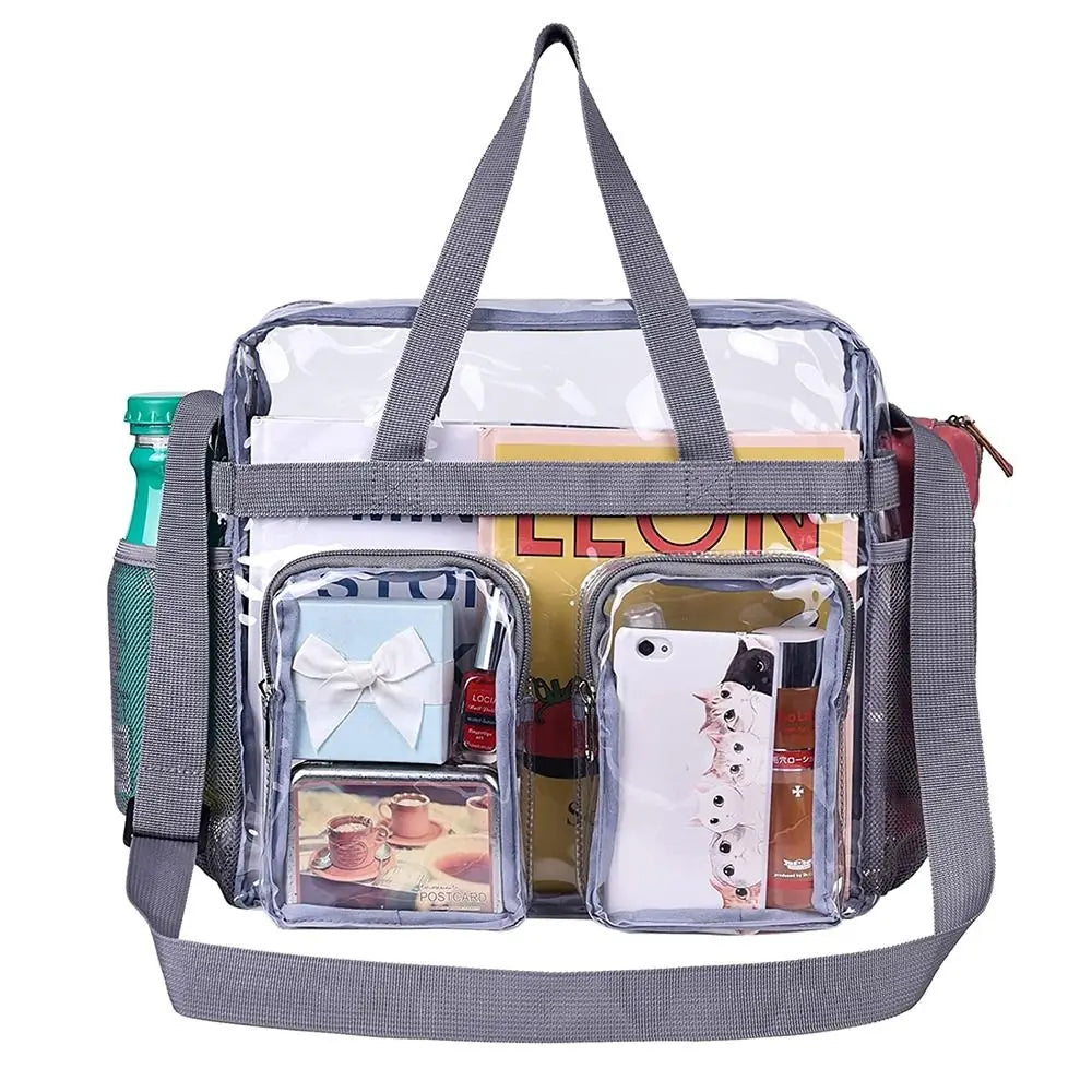 Stadium Approved Clear Backpack – Large Transparent PVC Bag Clear Backpack HIP gray