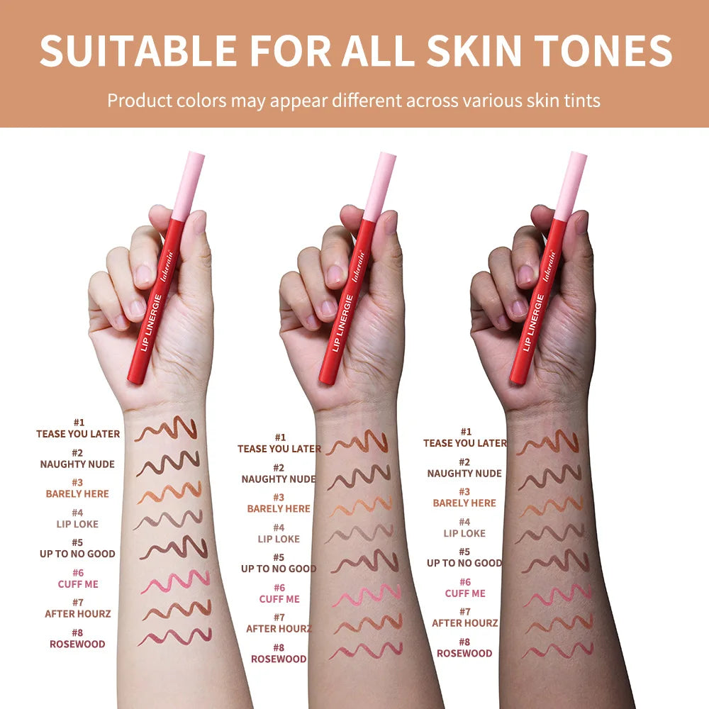 8 Colors Lip Lingerie Lip Liner Long Lasting Waterproof Stain Transfer Proof Smudge Resistant Color No Bleed Formula Cosmetics HIP