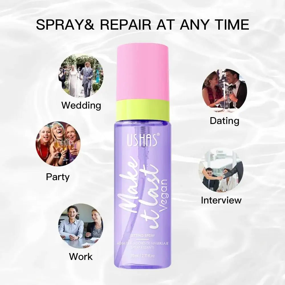USHAS 80ml Oil Control Setting Spray – Waterproof Face Mist Makeup Setting Spray HIP
