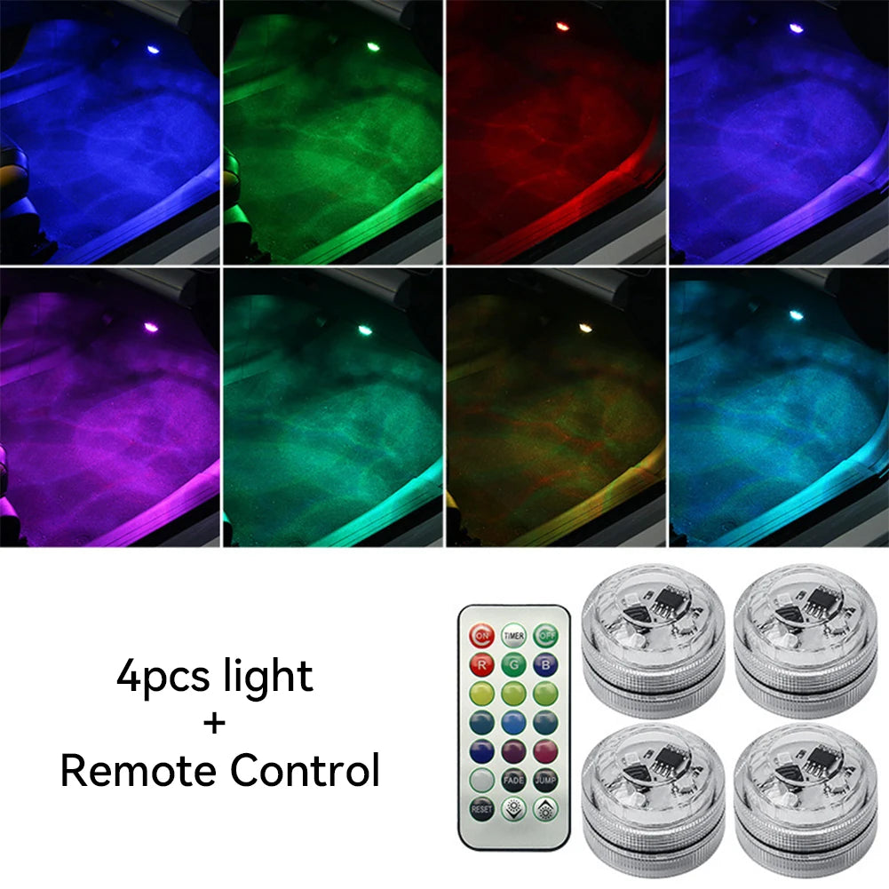 IP67 Waterproof Submersible LED Underwater Light Battery Operated RGB Night Light For Fish Tank Swimming Pool Wedding Party Lamp HIP 4 lights