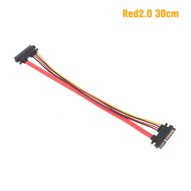 SATA 22-Pin Male to Female Extension Cable – 7+15 Data & Power SATA Extension Cable HIP 30cm Red