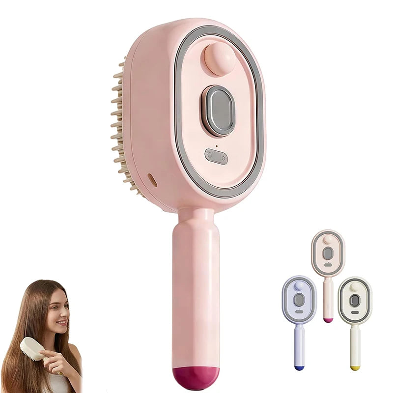 3-in-1 Electric Steam Hair Brush Comb – Mist & Ion Tech Electric Hair Comb HIP Pink
