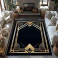 Art Deco Blue & Gold Geometric Area Rug – Modern Home Décor Geometric Area Rug HIP 2 40X60cm-Felt
