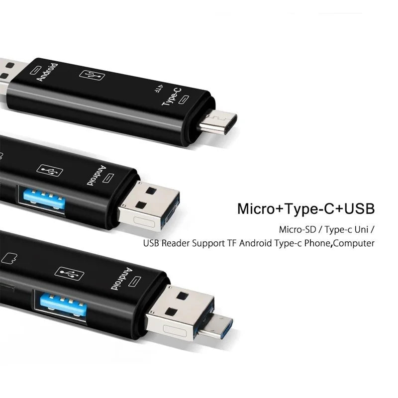 5-in-1 USB-C OTG Card Reader – SD, TF, Micro USB Adapter OTG Card Reader HIP