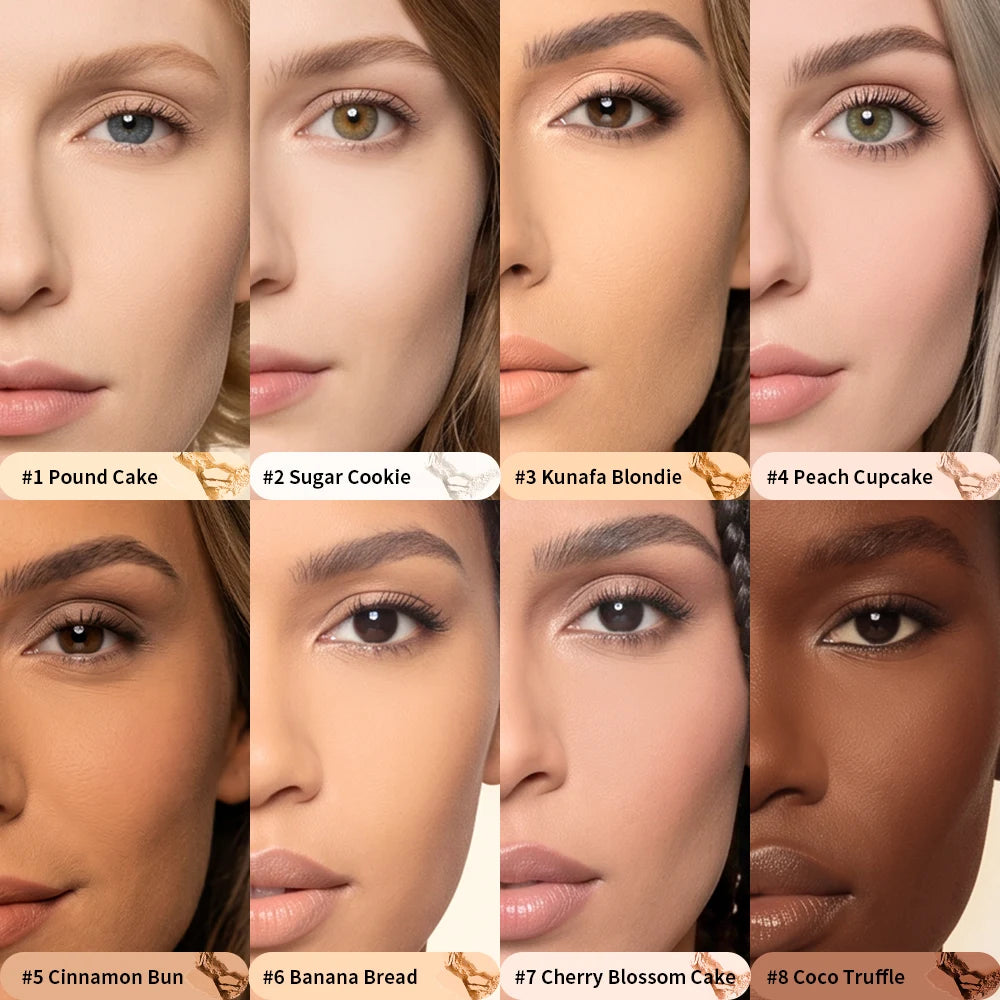 Matte Full Coverage Pressed Powder Foundation With Puff Applicator Waterproof 24H Fresh Wear Weightless Oil Control Cosmetics HIP