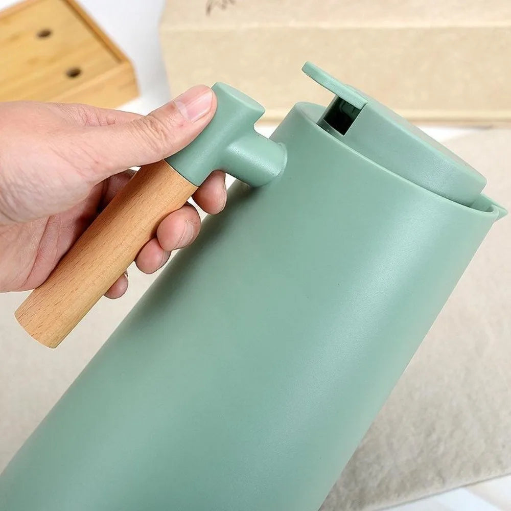 1L Nordic Vacuum Flask – Double Wall Glass Liner & Wood Handle Vacuum Flask HIP