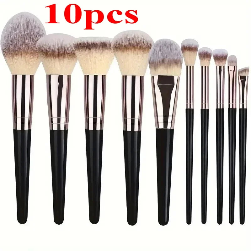 RUZOFO 3–15 Pc Professional Makeup Brush Set – Soft Synthetic Makeup Brush Set HIP C712-black 10pcs