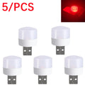 5-Pack Mini USB LED Night Light 5V 1W – Warm & Cool White USB LED Night Light HIP 5PCS-Red light