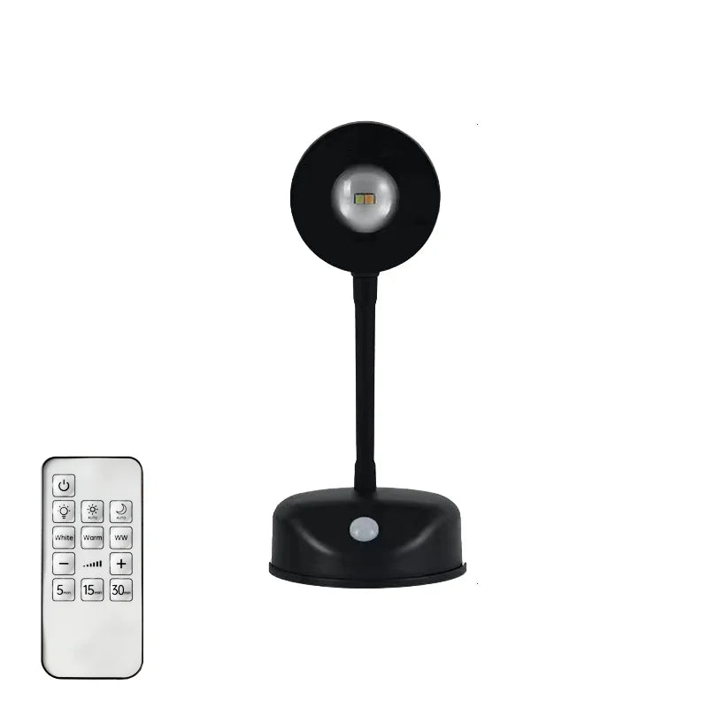 Wireless Motion Sensor LED Night Light USB Rechargeable Wall Lamp Motion Sensor Night Light HIP Black-remote control