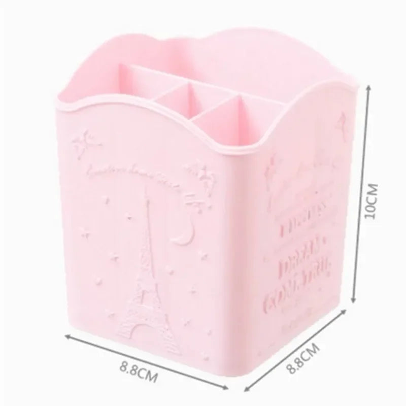 4 Compartments Makeup Brush Holder Portable Empty Plastic Brushes Holder Nail Pen Box Storage Organizer Container Random color HIP