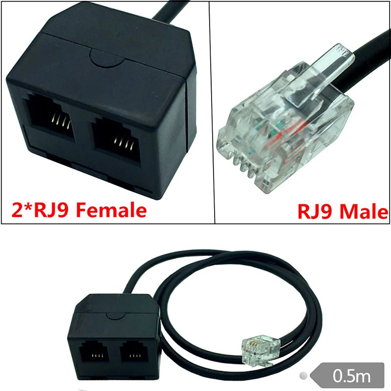 RJ9 4P4C Y Splitter Cable – 1 Male to 2 Female Phone Headset Phone Cable Adapter HIP