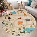 Round Kids Play Rug – Animal & City Road Educational Mat Kids Play Rug HIP 4 80X80CM